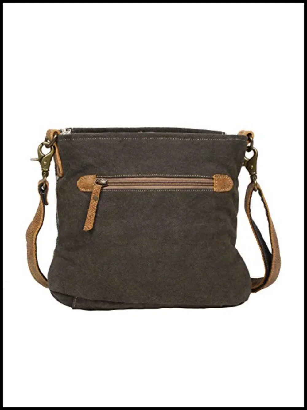 Canvas Shoulder Bag with Real Leather Detailing, Aztec Print Boho Handbag
